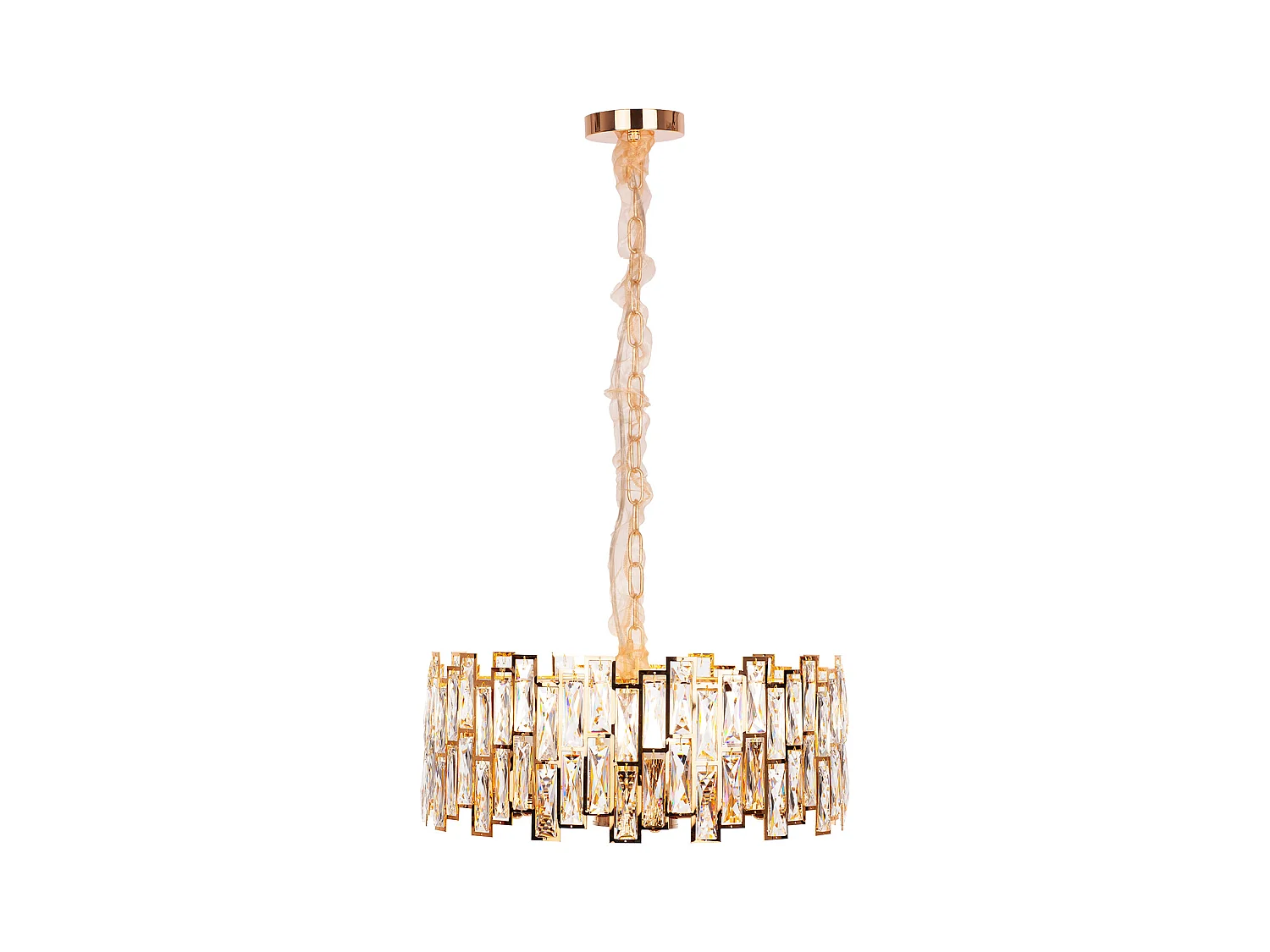 Lustre en cristal moderne pour salon doré - Rond 50 cm - Las Vegas