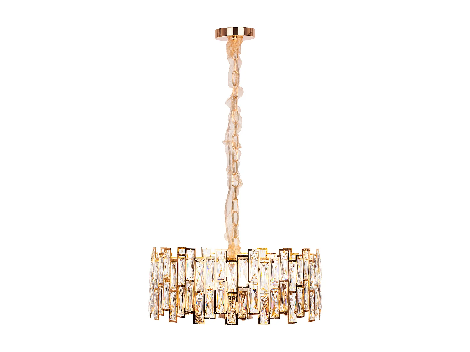 Lustre en cristal moderne pour salon doré - Rond 50 cm - New York