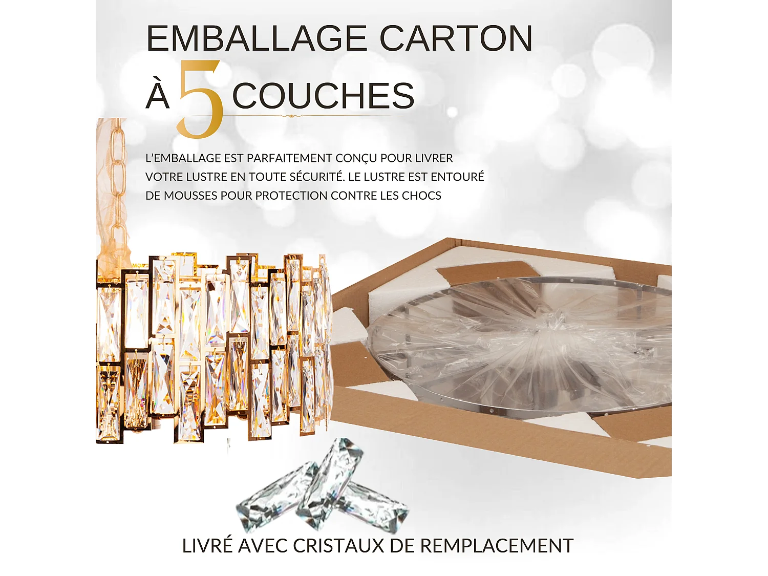 Moderne kristallen hanglamp voor woonkamer goudkleurig - Rond 50 cm - New York