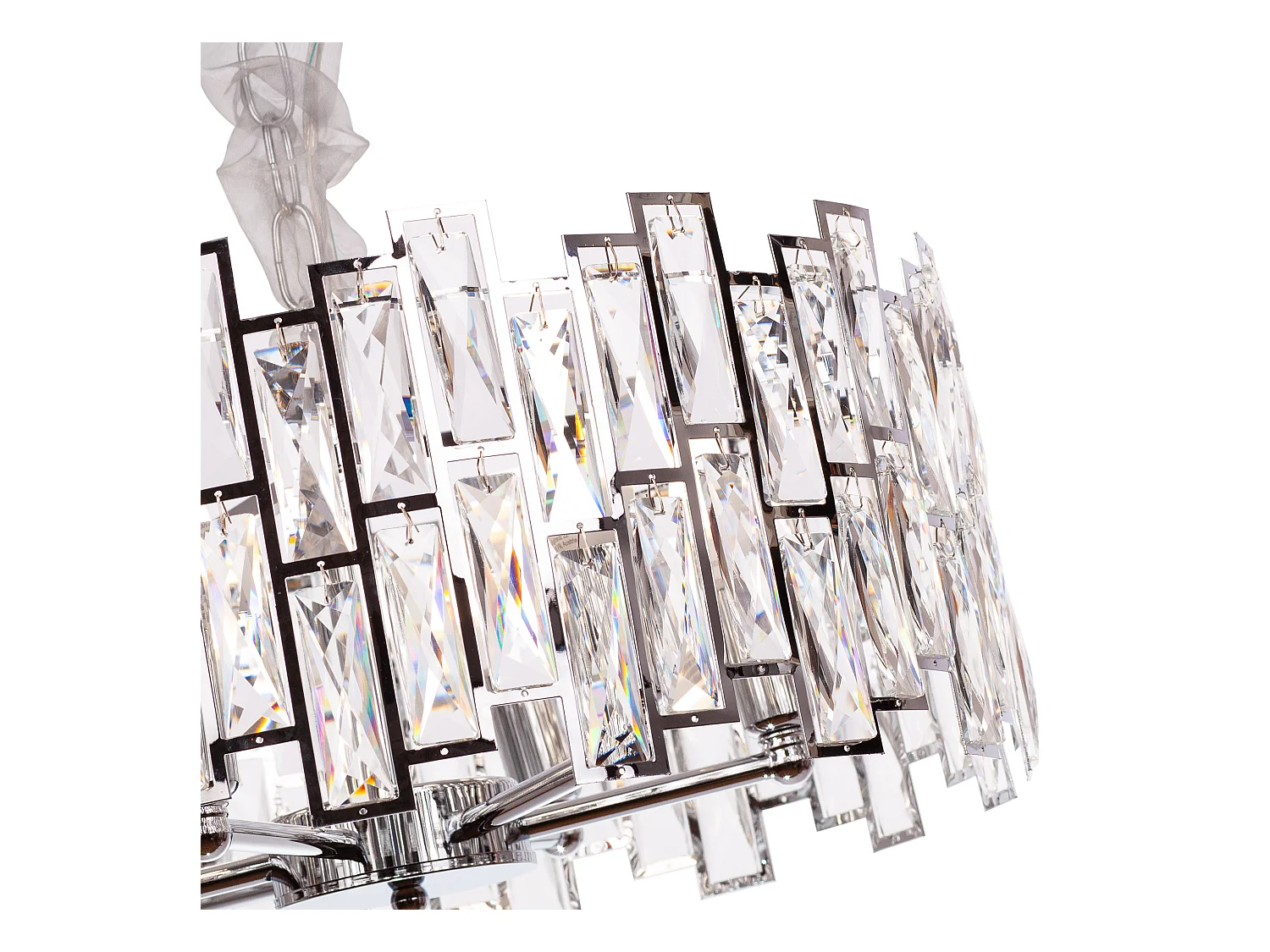 Moderne kristallen hanglamp voor woonkamer zilverkleurig - Rond 50 cm - New York