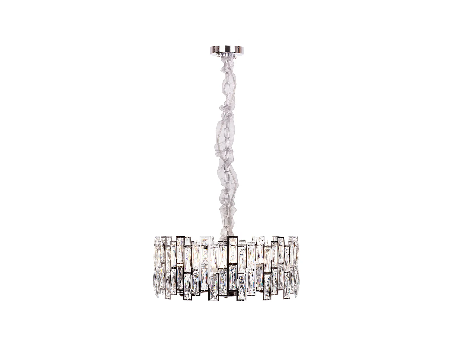 Lustre en cristal moderne pour salon argenté - Rond 50 cm - Las Vegas