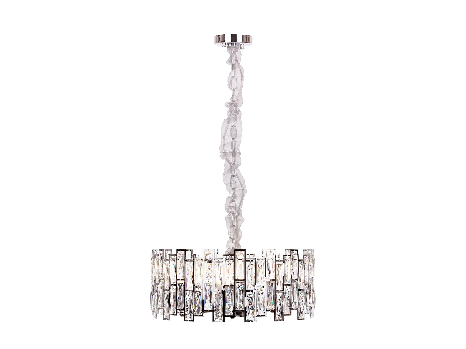 Lustre en cristal moderne pour salon argenté - Rond 50 cm - New York