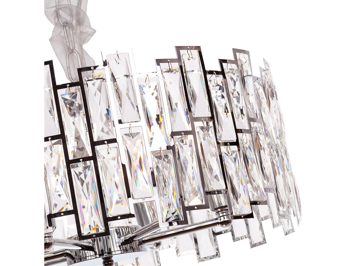 Lustre en cristal moderne pour salon argenté - Rond 50 cm - New York