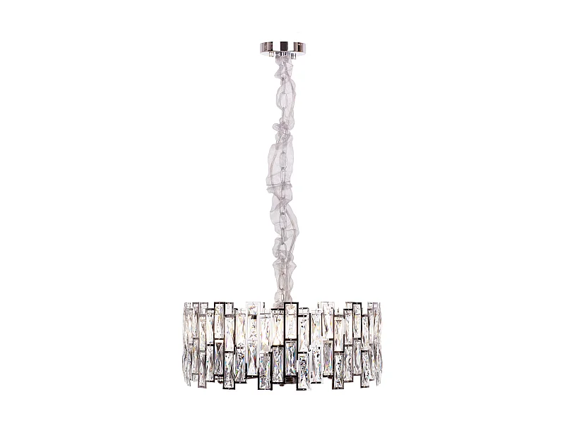 Lustre en cristal moderne pour salon argenté - Rond 50 cm - New York