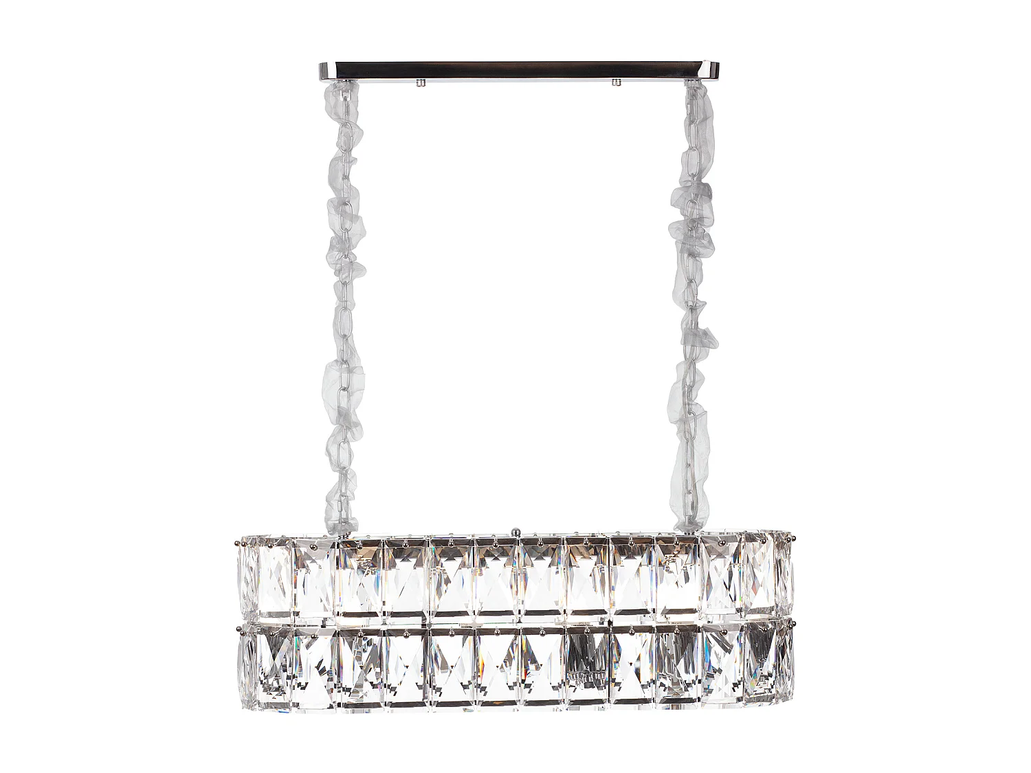 Moderne kristallen hanglamp voor woonkamer zilverkleurig - Ovaal 80 cm - Miami