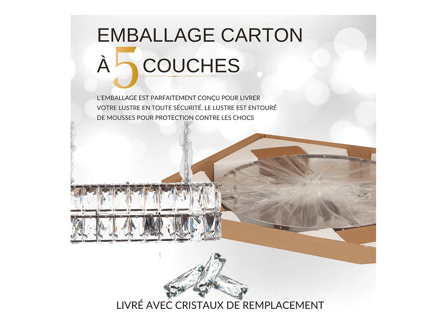 Moderne kristallen hanglamp voor woonkamer zilverkleurig - Ovaal 80 cm - Miami