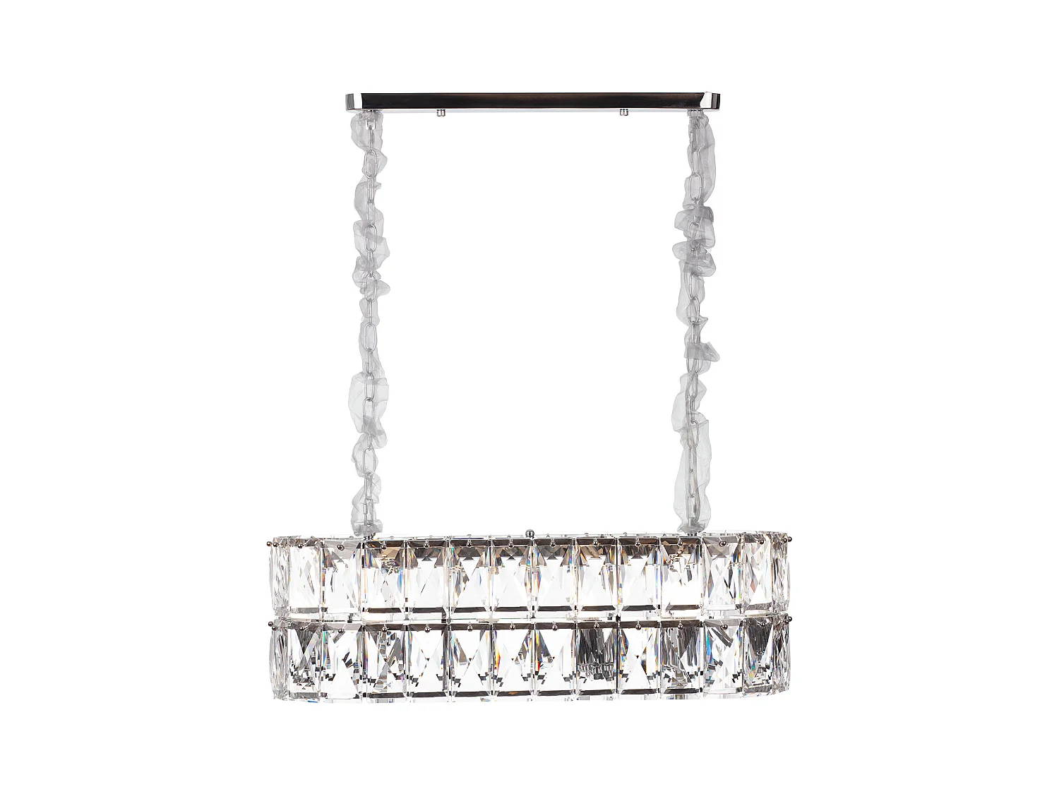 Lustre en cristal moderne pour salon argenté - Ovale 80 cm - Las Vegas