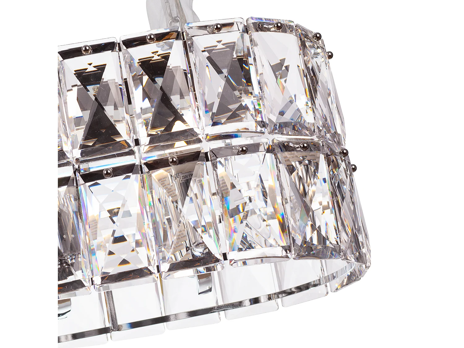 Moderne kristallen hanglamp voor woonkamer zilverkleurig - Ovaal 80 cm - Miami