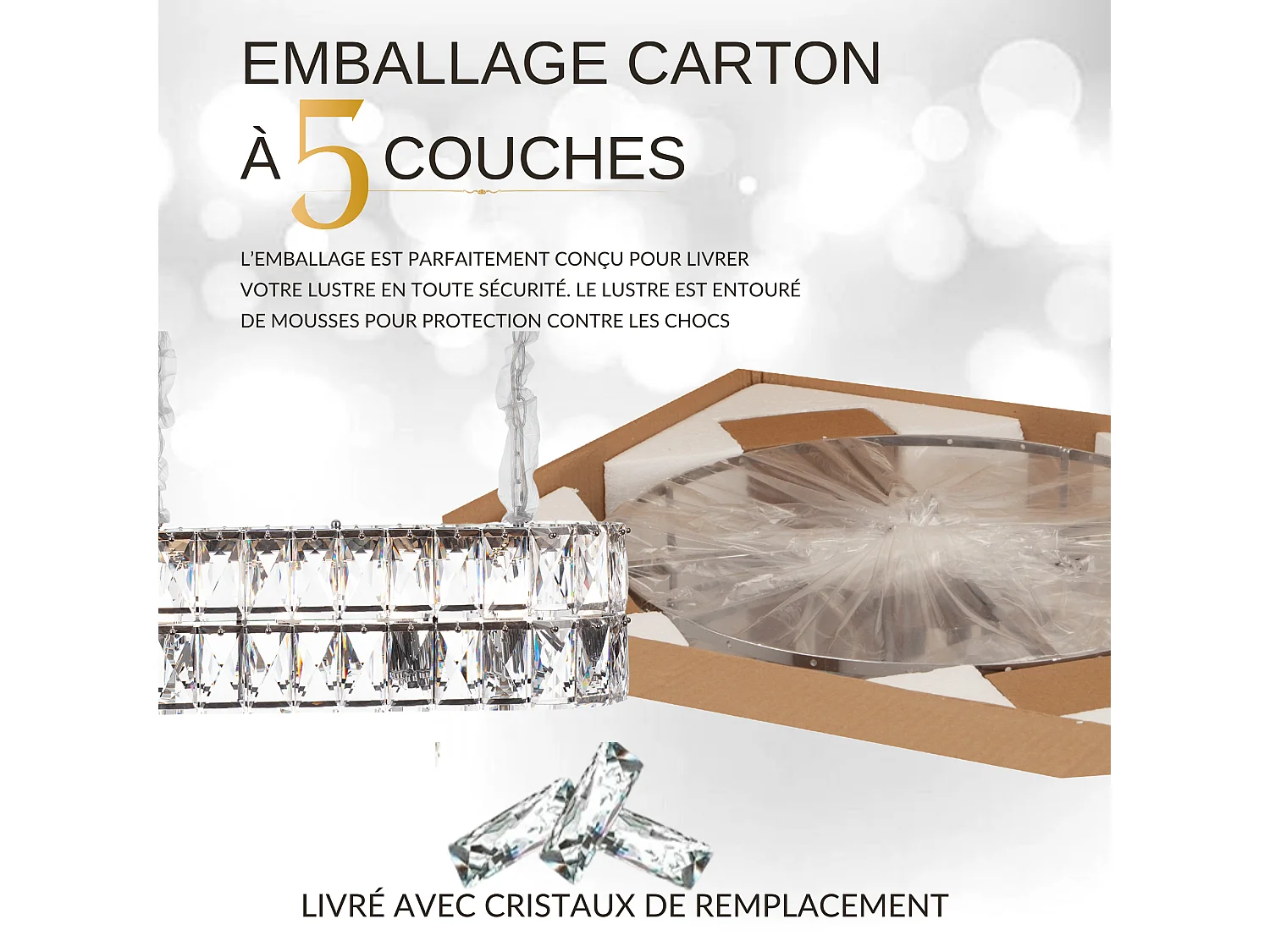 Moderne kristallen hanglamp voor woonkamer zilverkleurig - Ovaal 80 cm - Miami