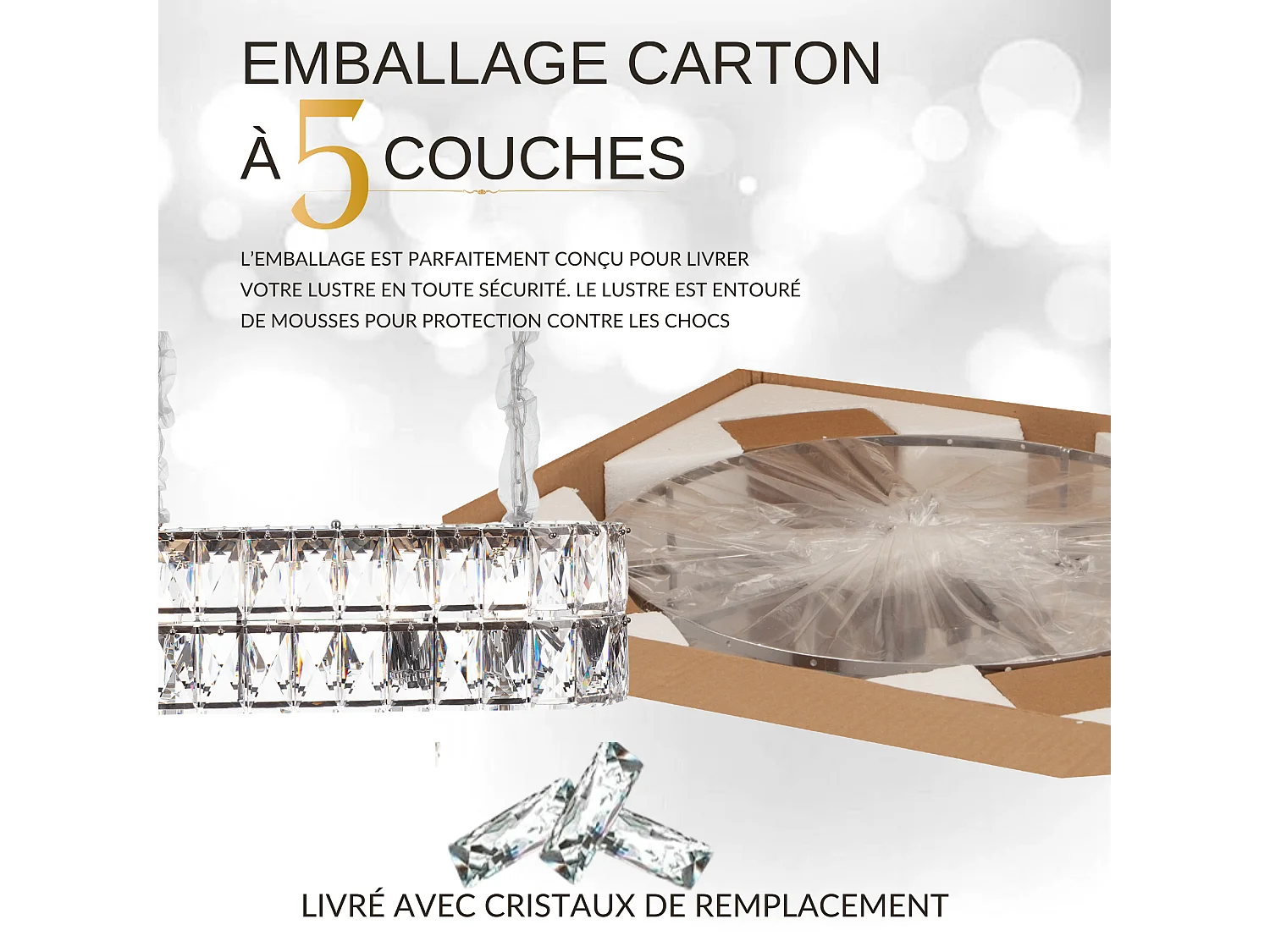 Moderne kristallen hanglamp voor woonkamer zilverkleurig - Ovaal 80 cm - Miami