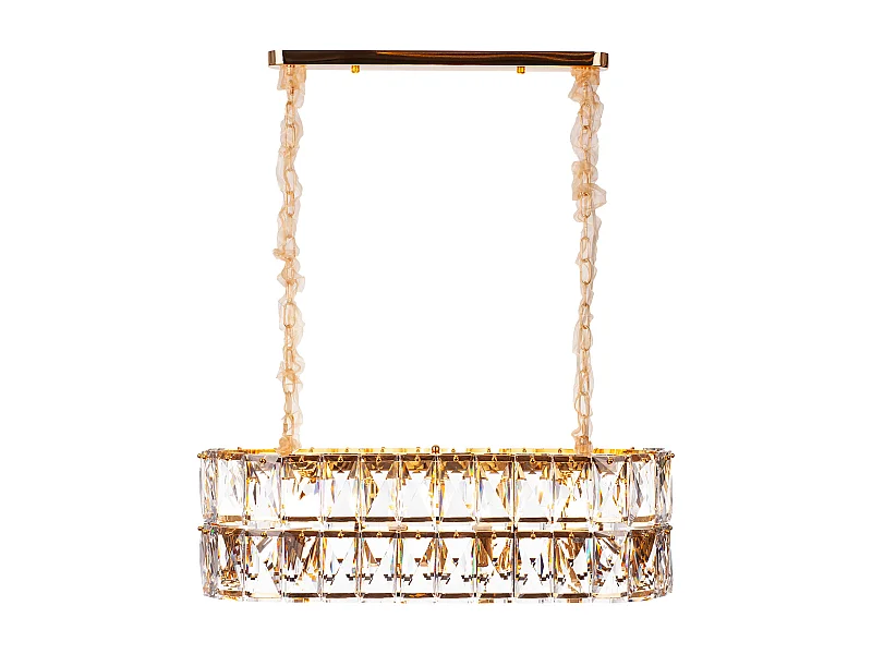 Moderne kristallen hanglamp voor woonkamer goudkleurig - Ovaal 80 cm - Miami