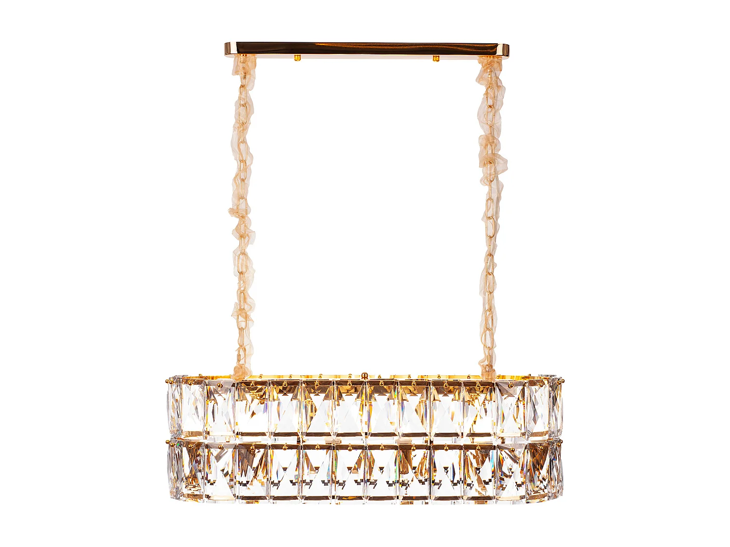 Moderne kristallen hanglamp voor woonkamer goudkleurig - Ovaal 80 cm - Miami