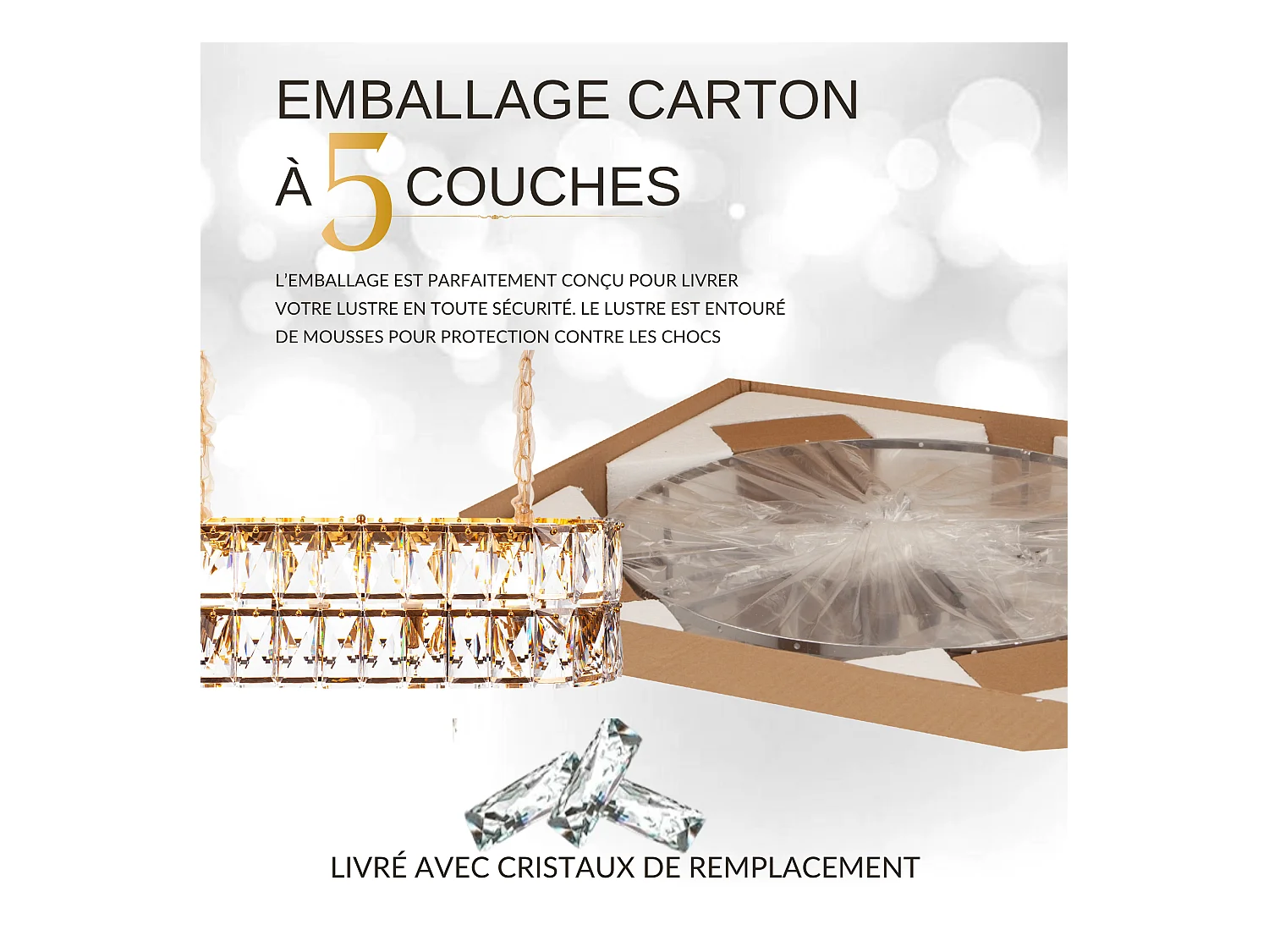 Moderne kristallen hanglamp voor woonkamer goudkleurig - Ovaal 80 cm - Miami