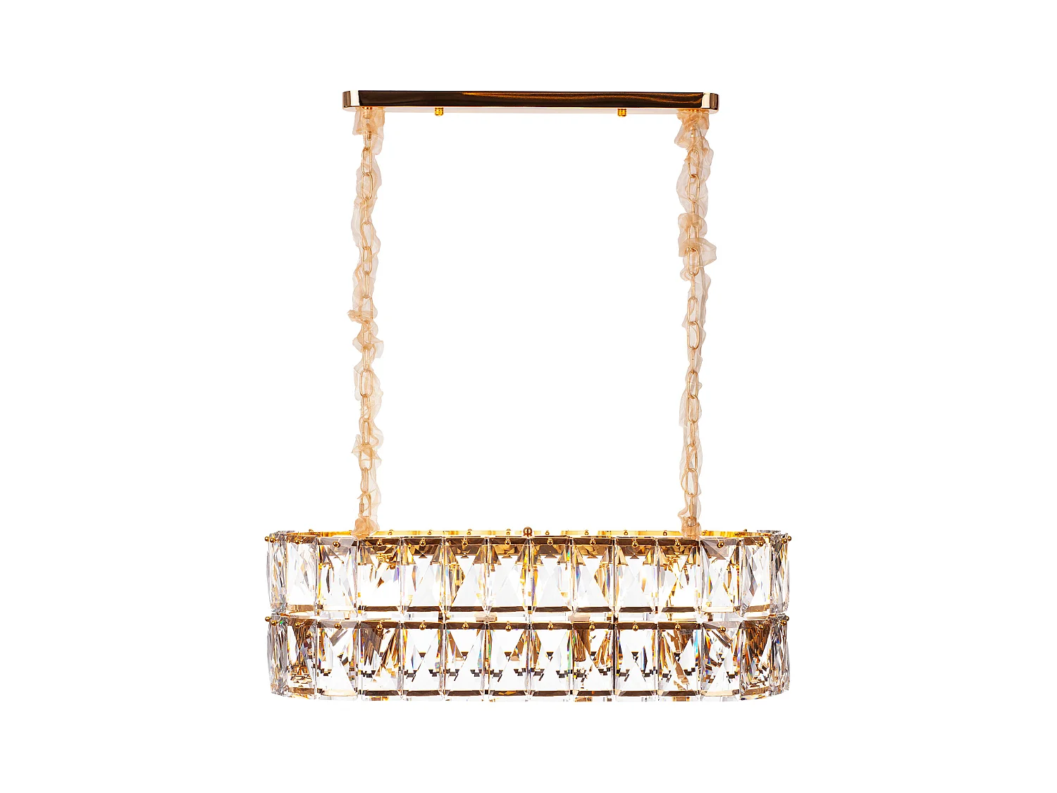 Lustre en cristal moderne pour salon doré - Ovale 80 cm - Las Vegas