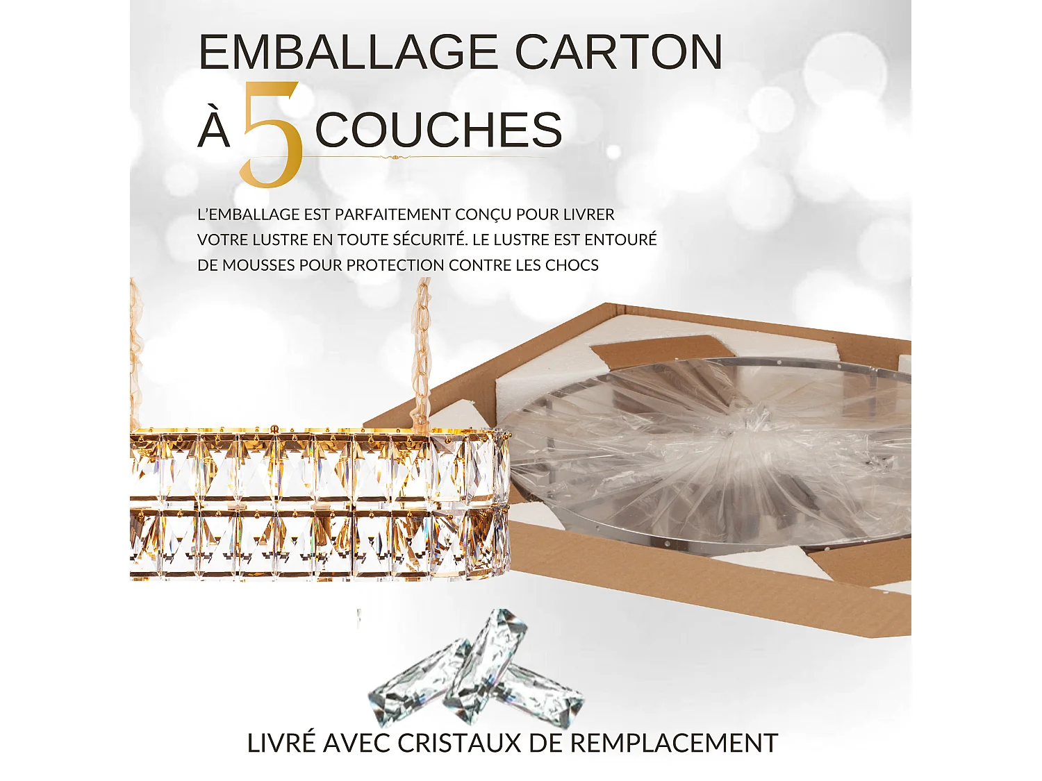 Moderne kristallen hanglamp voor woonkamer goudkleurig - Ovaal 80 cm - Miami