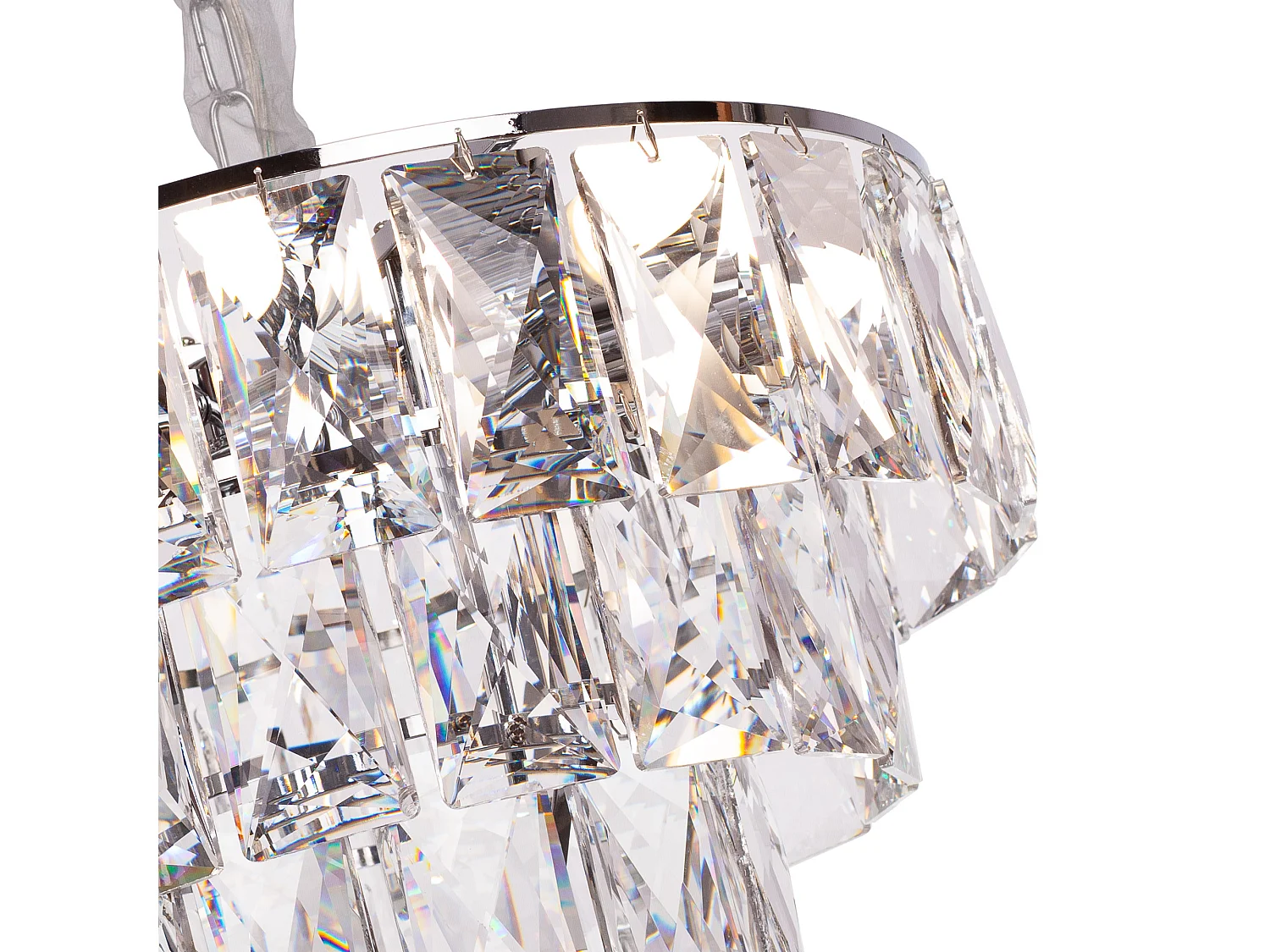 Lustre en cristal moderne pour salon argenté - Rond 50 cm - Las San Francisco