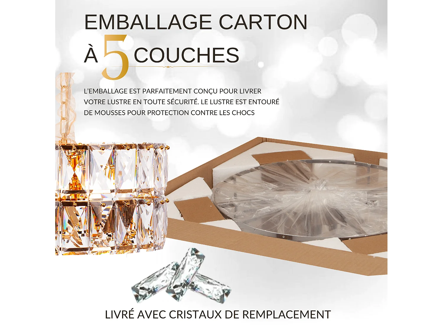 Moderne kristallen hanglamp voor woonkamer goudkleurig - Rond 50 cm - Miami