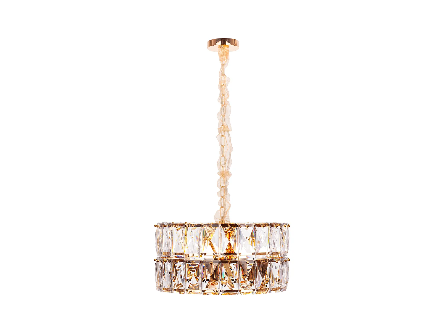 Lustre en cristal moderne pour salon doré - Rond 50 cm - Las Vegas
