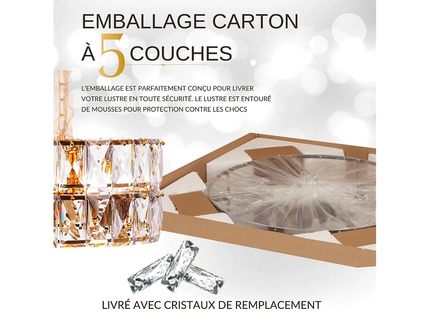 Moderne kristallen hanglamp voor woonkamer goudkleurig - Rond 50 cm - Miami