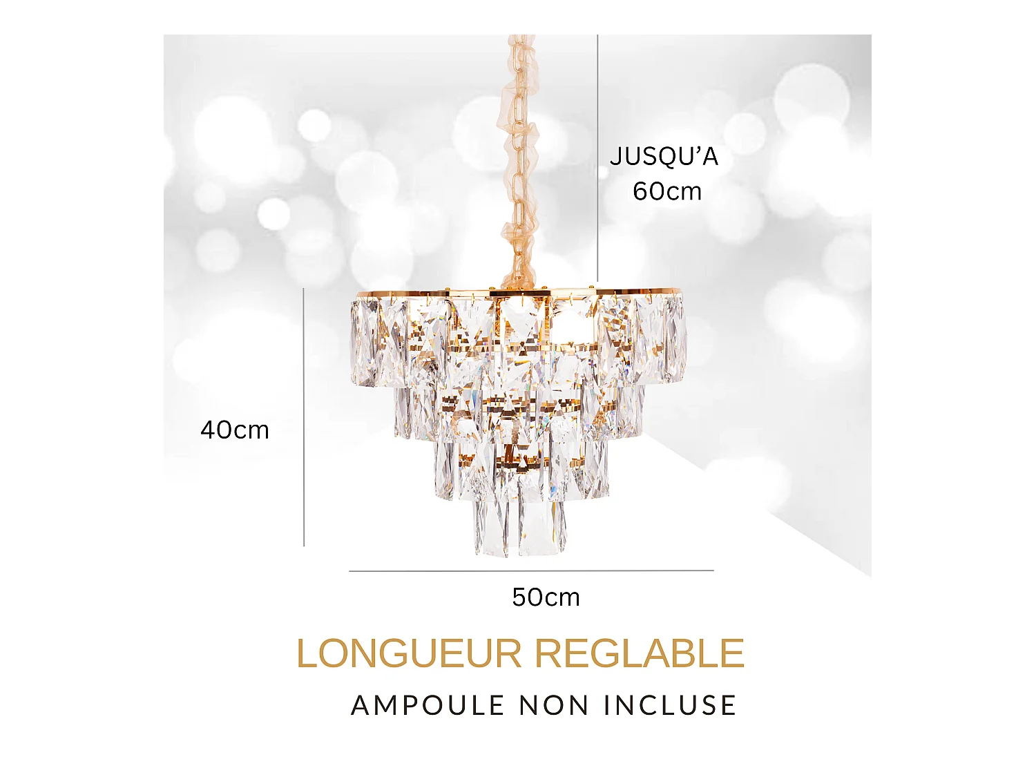 Moderne kristallen hanglamp voor woonkamer goudkleurig - Rond 50 cm - San Francisco