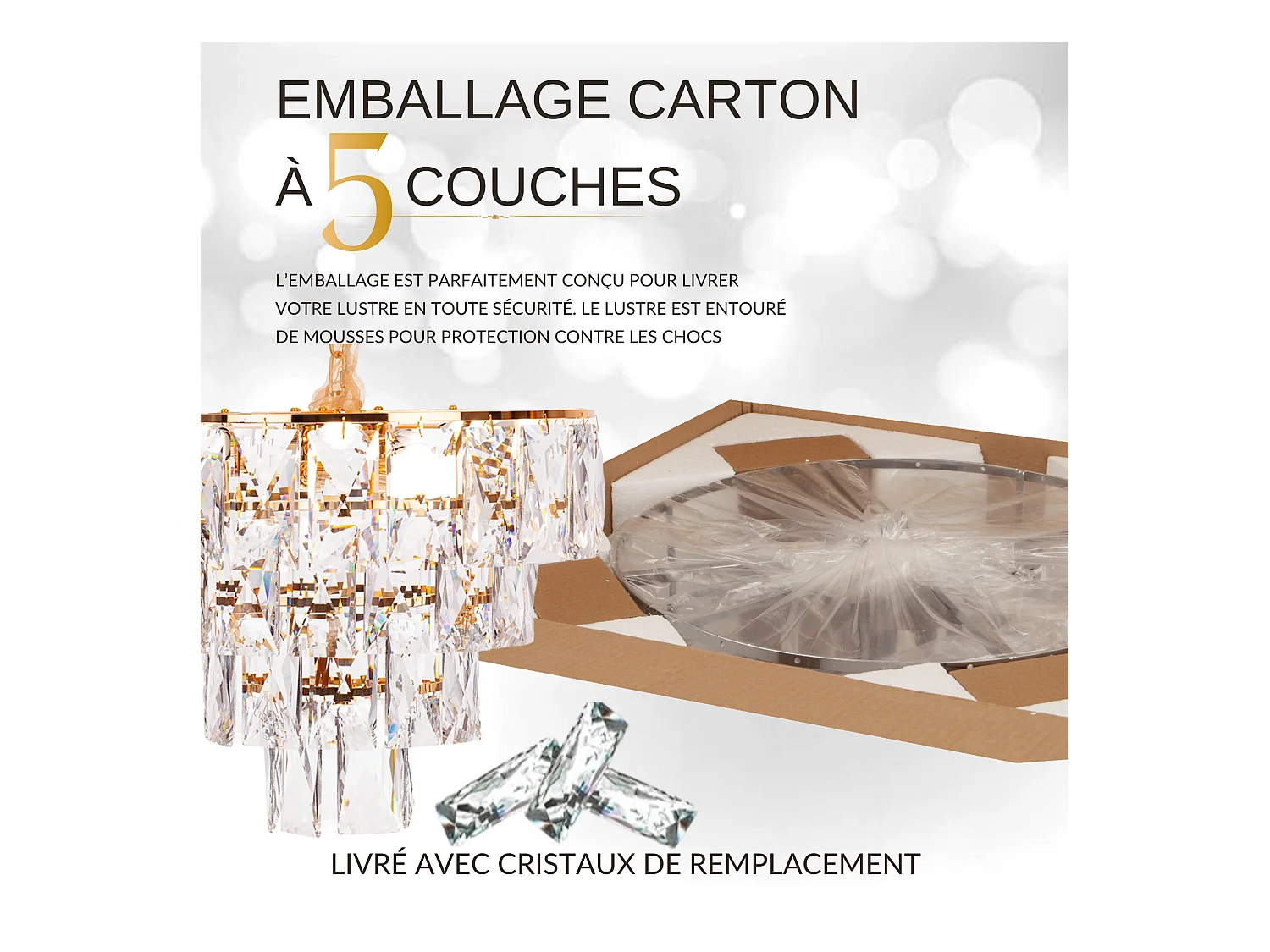 Moderne kristallen hanglamp voor woonkamer goudkleurig - Rond 50 cm - San Francisco