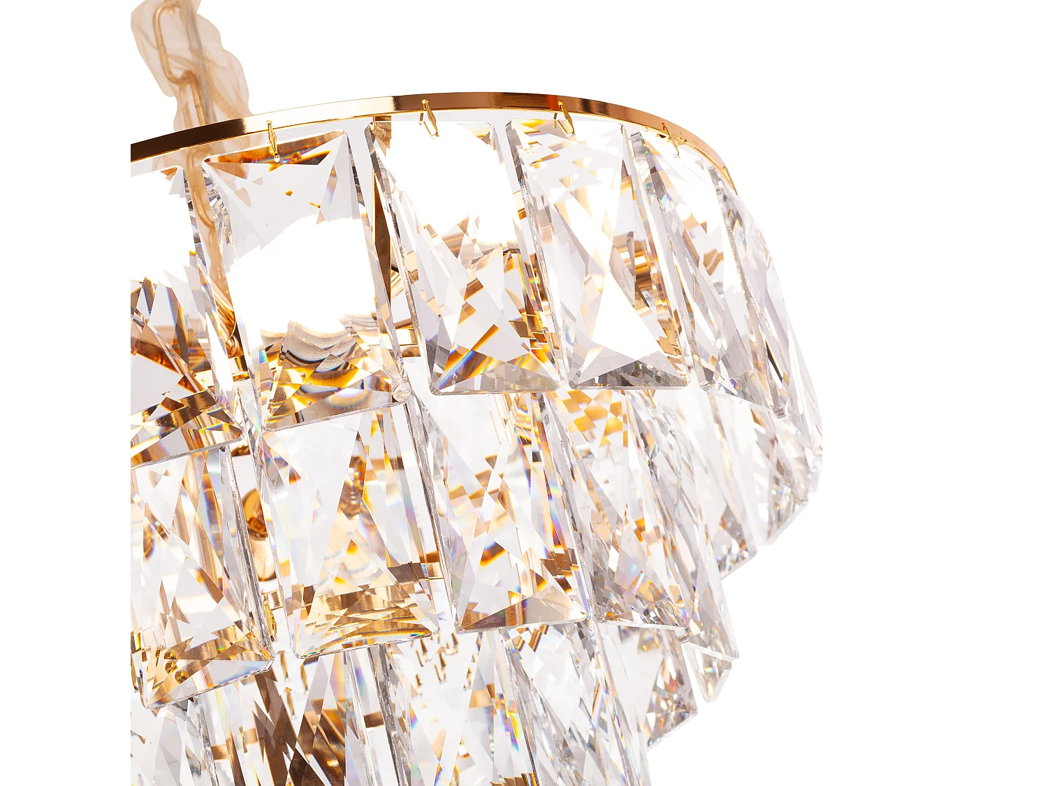 Lustre en cristal moderne pour salon doré - Rond 50 cm - San Francisco