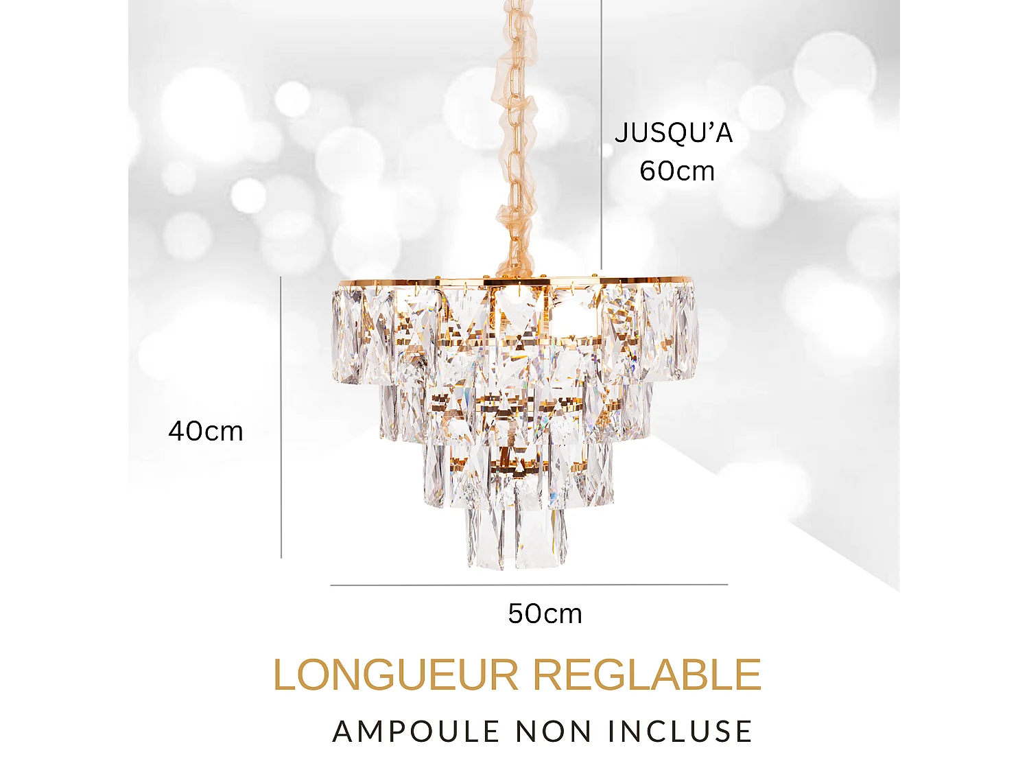 Moderne kristallen hanglamp voor woonkamer goudkleurig - Rond 50 cm - San Francisco