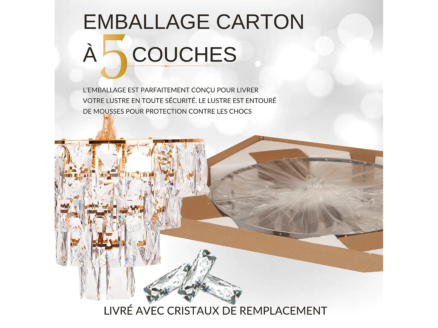 Moderne kristallen hanglamp voor woonkamer goudkleurig - Rond 50 cm - San Francisco