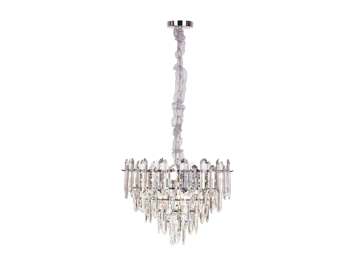 Moderne kristallen hanglamp voor woonkamer zilverkleurig - Rond 50 cm - Las Vegas