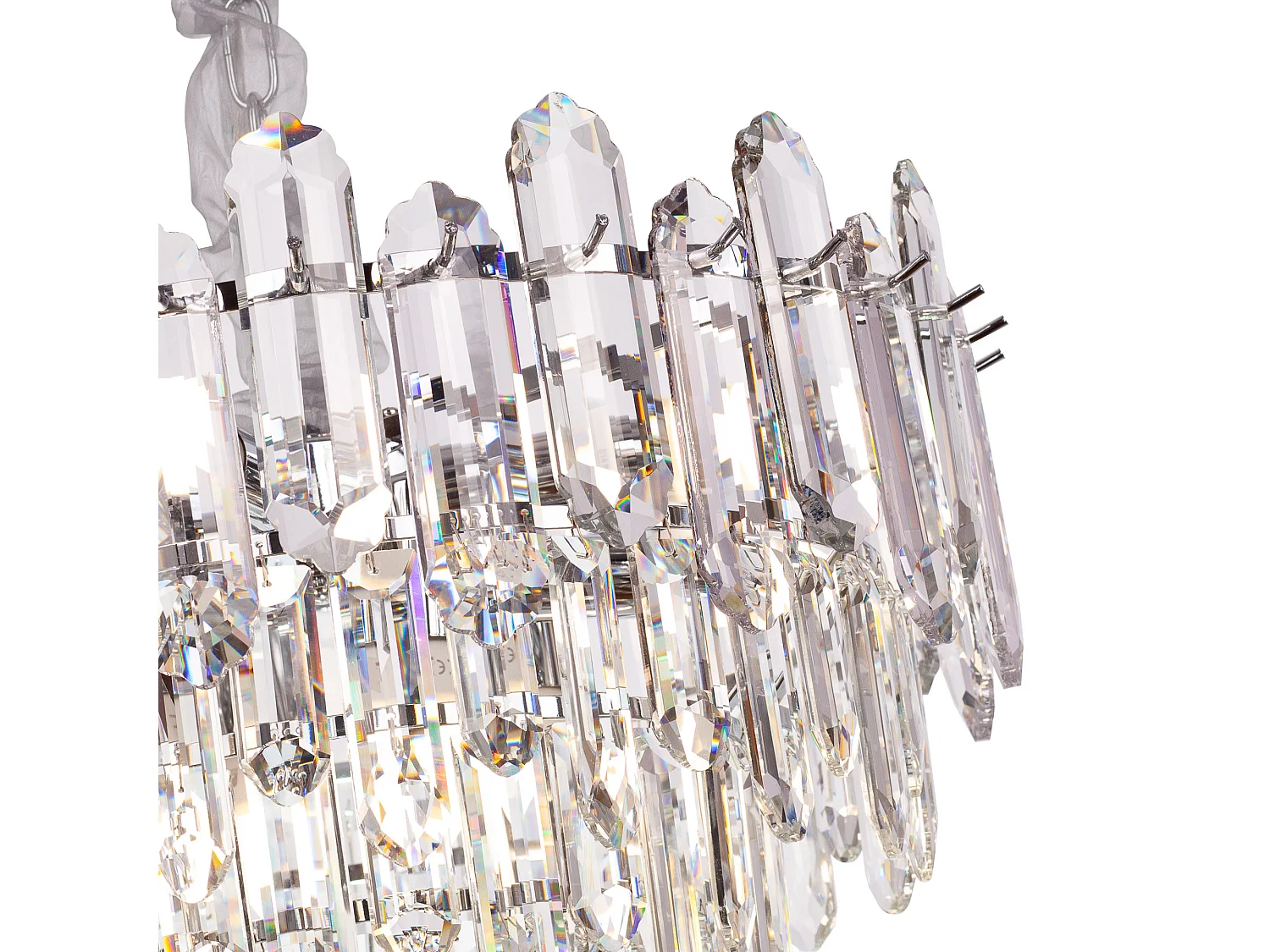 Moderne kristallen hanglamp voor woonkamer zilverkleurig - Rond 50 cm - Las Vegas