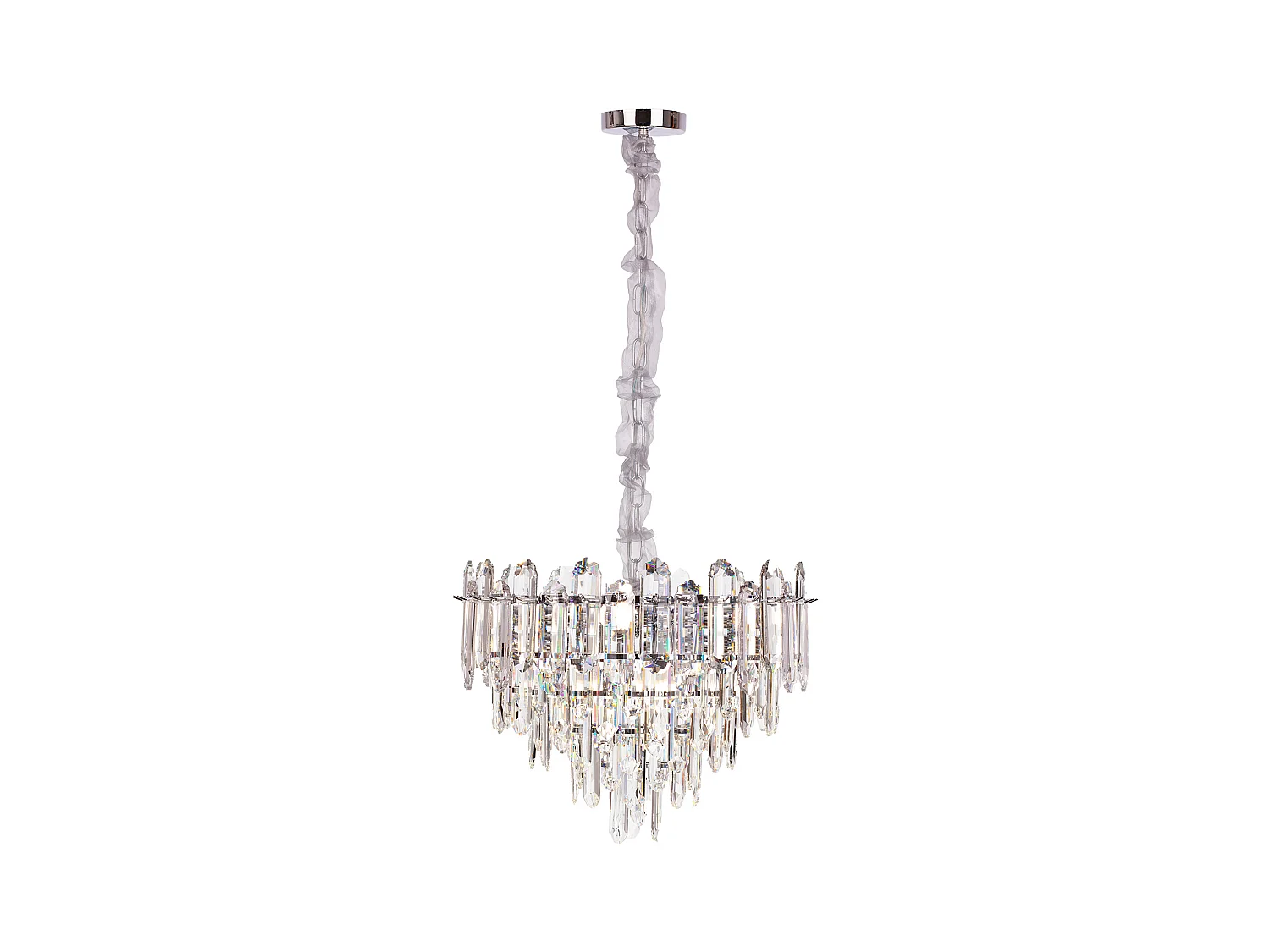 Lustre en cristal moderne pour salon argenté - Rond 50 cm - Las Vegas