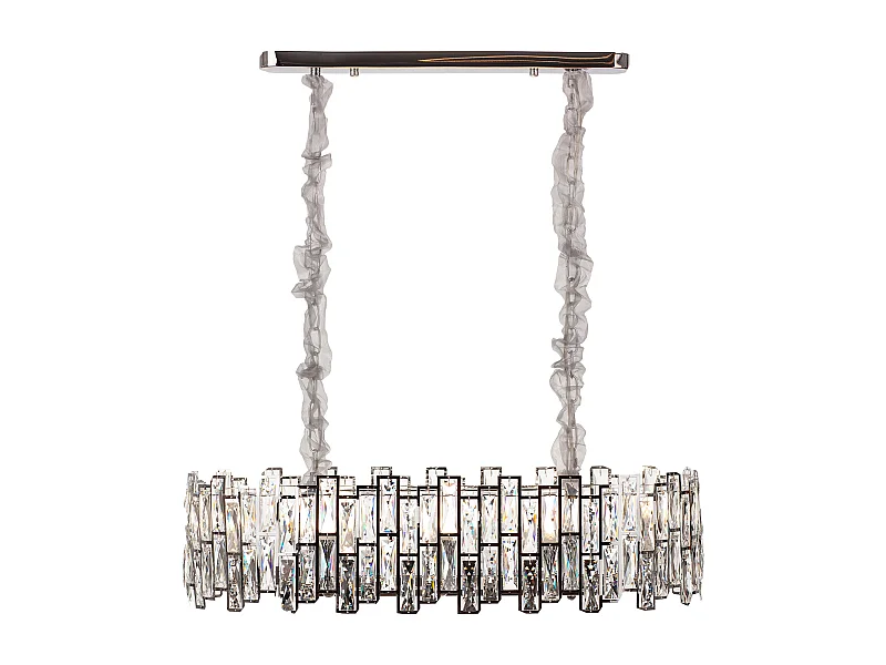 Lustre en cristal moderne pour salon argenté - Ovale 80 cm - New York