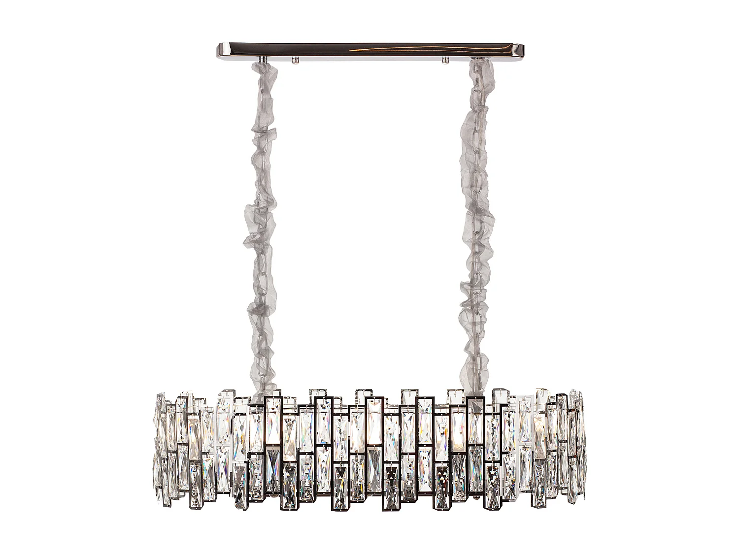 Lustre en cristal moderne pour salon argenté - Ovale 80 cm - New York