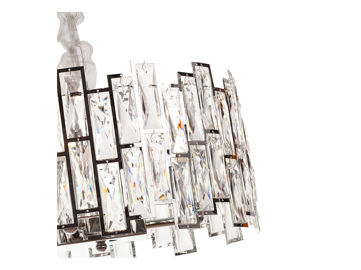 Lustre en cristal moderne pour salon argenté - Ovale 80 cm - New York