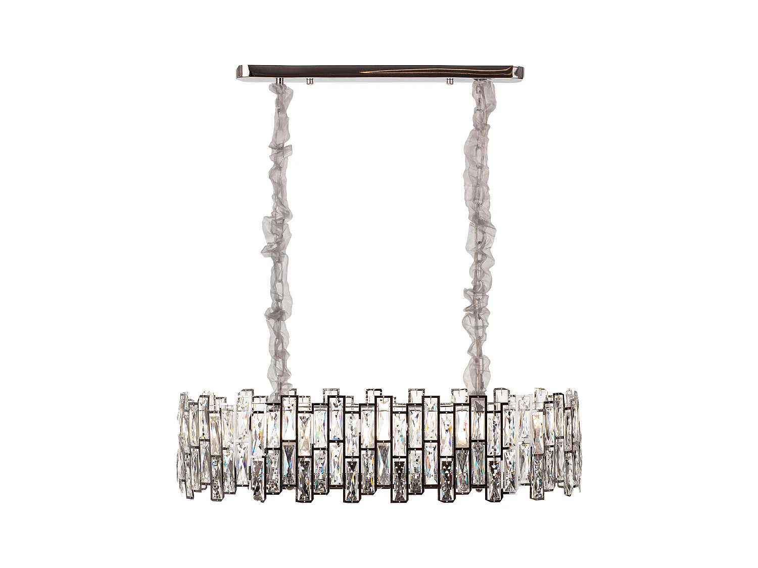 Lustre en cristal moderne pour salon argenté - Ovale 80 cm - Las Vegas