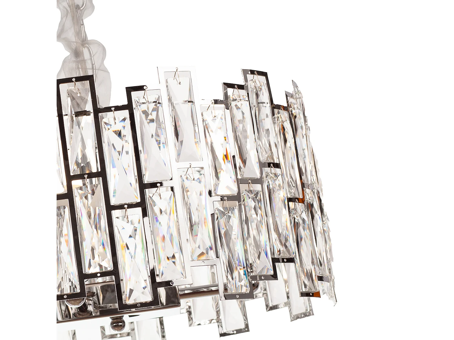 Moderne kristallen hanglamp voor woonkamer zilverkleurig - Ovaal 80 cm - New York