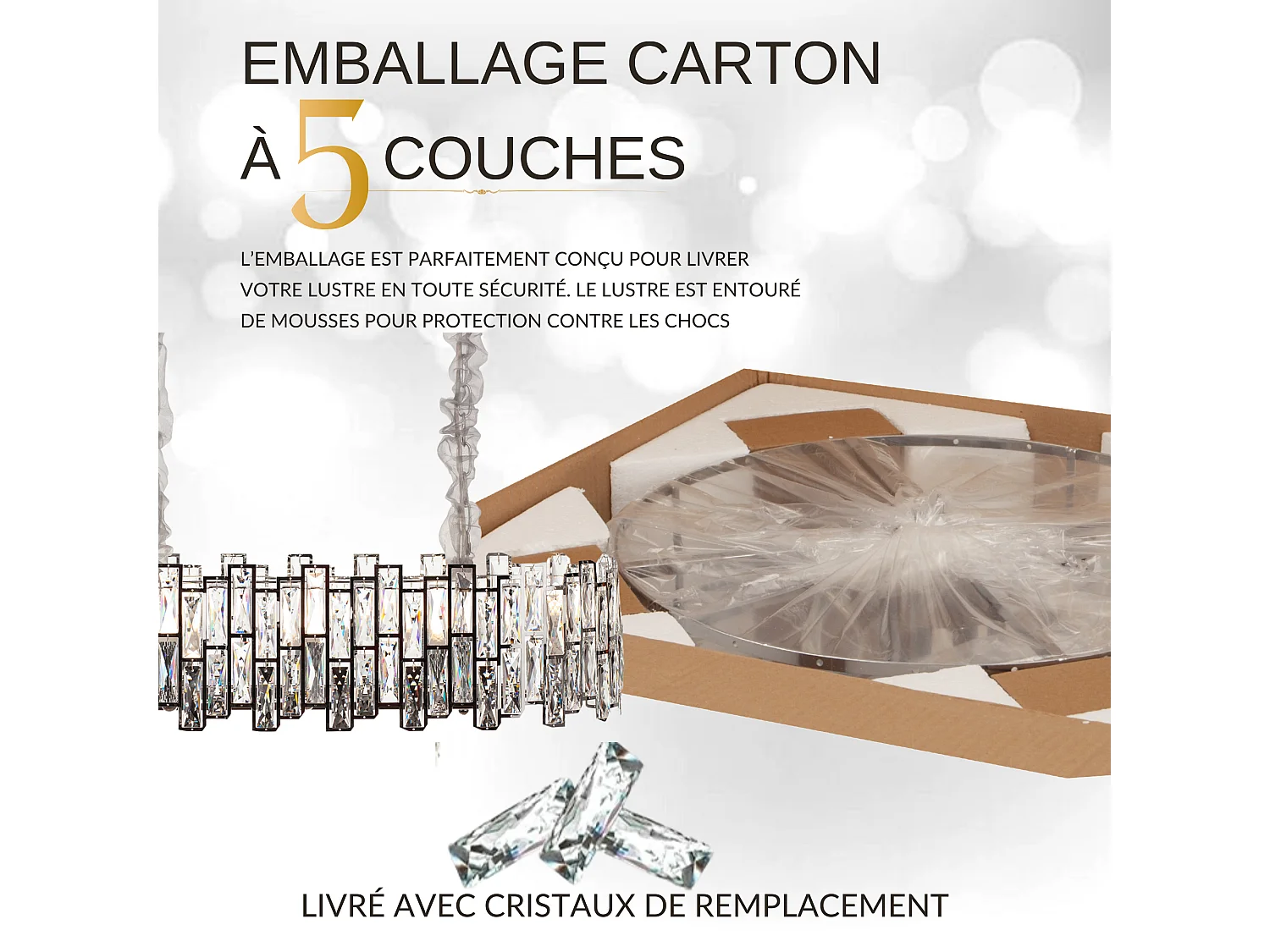 Moderne kristallen hanglamp voor woonkamer zilverkleurig - Ovaal 80 cm - New York