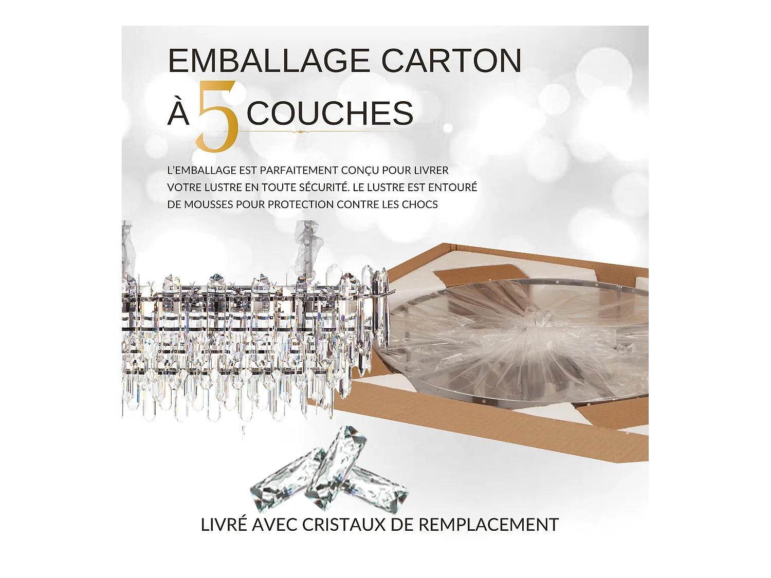 Moderne kristallen hanglamp voor woonkamer zilverkleurig - Ovaal 80 cm - Las Vegas