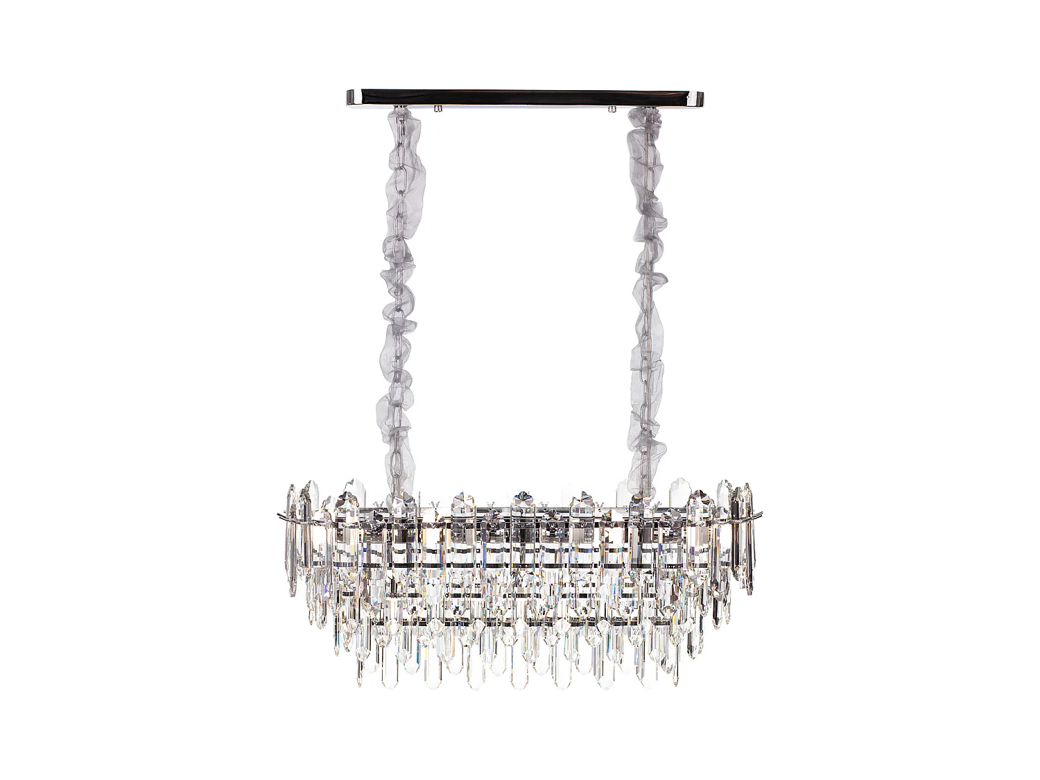 Lustre en cristal moderne pour salon argenté - Ovale 80 cm - Las Vegas
