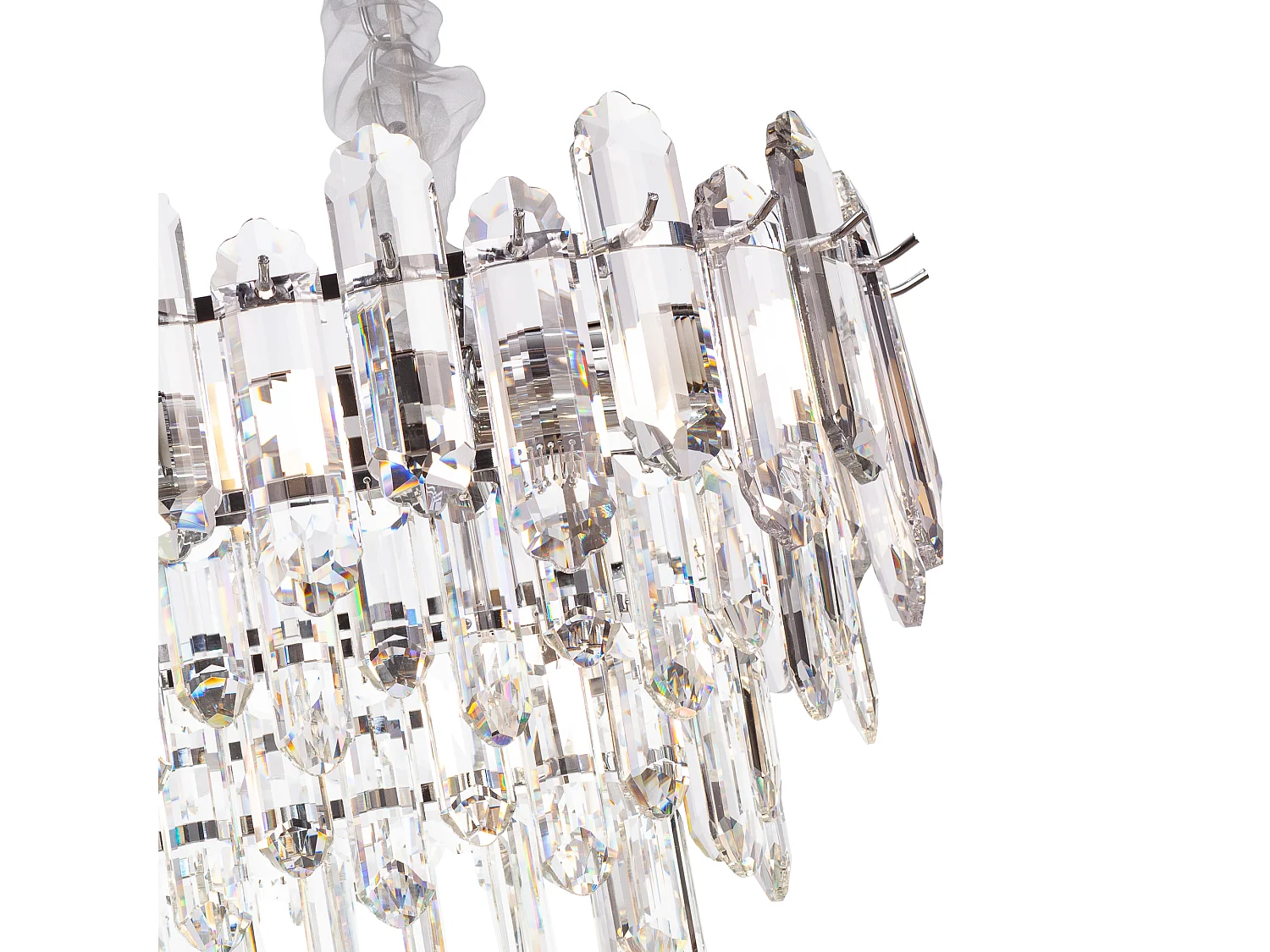 Moderne kristallen hanglamp voor woonkamer zilverkleurig - Ovaal 80 cm - Las Vegas