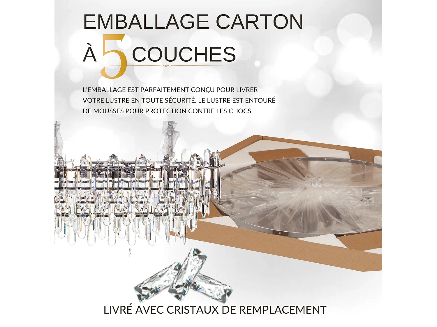 Moderne kristallen hanglamp voor woonkamer zilverkleurig - Ovaal 80 cm - Las Vegas