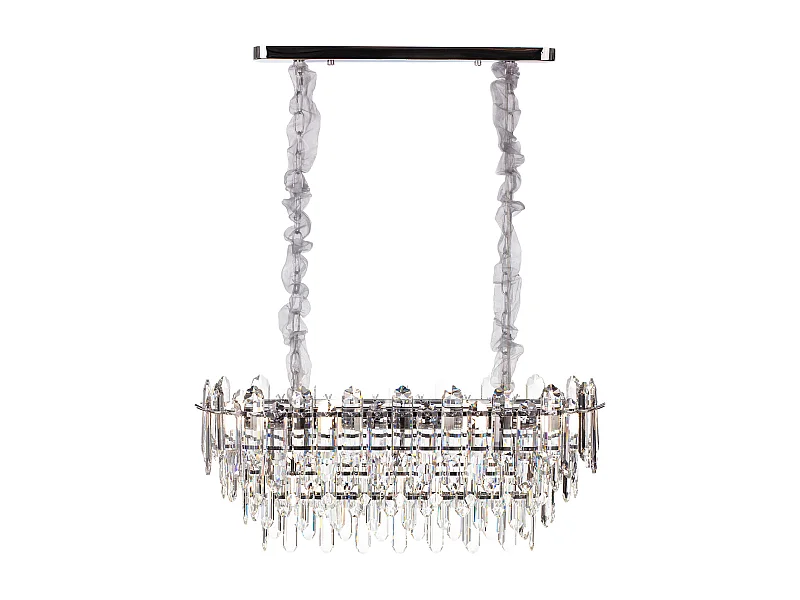 Lustre en cristal moderne pour salon argenté - Ovale 80 cm - Las Vegas