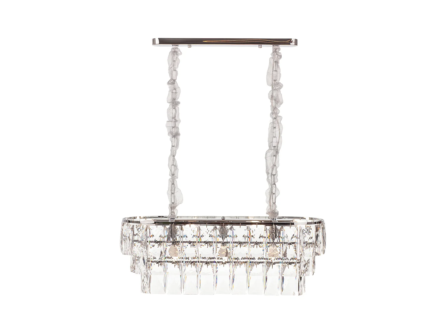 Lustre en cristal moderne pour salon argenté - Ovale 80 cm - San Francisco