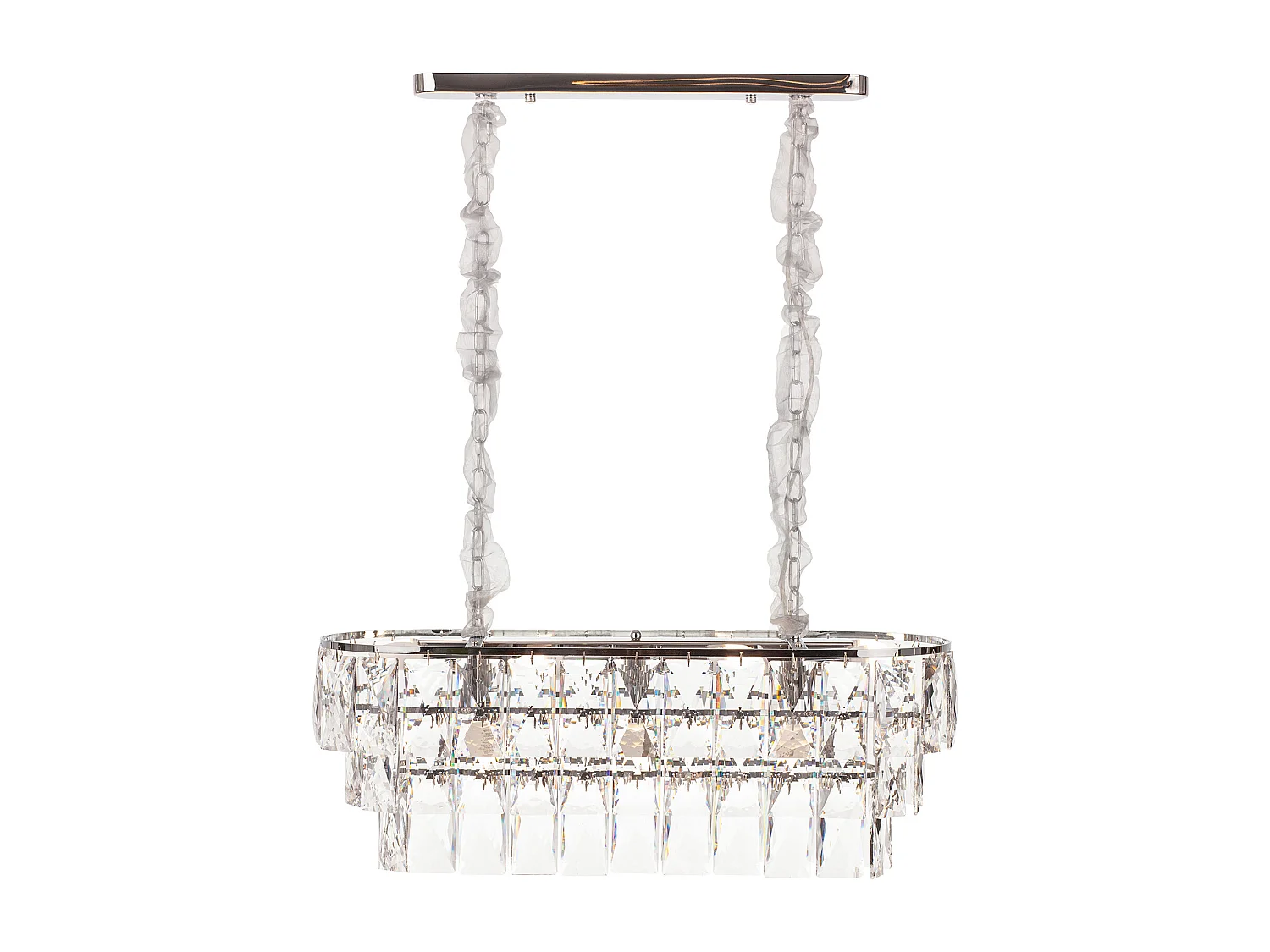 Moderne kristallen hanglamp voor woonkamer zilverkleurig - Ovaal 80 cm - San Francisco