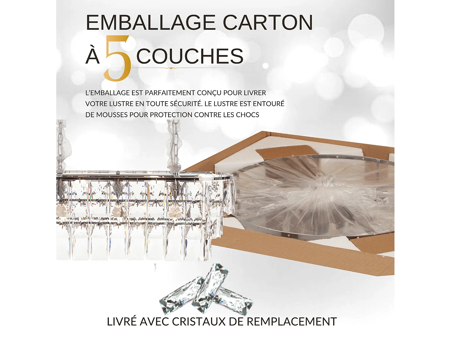 Moderne kristallen hanglamp voor woonkamer zilverkleurig - Ovaal 80 cm - San Francisco