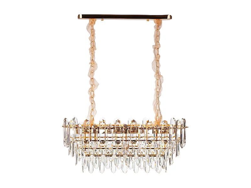 Lustre en cristal moderne pour salon doré - Ovale 80 cm - Las Vegas