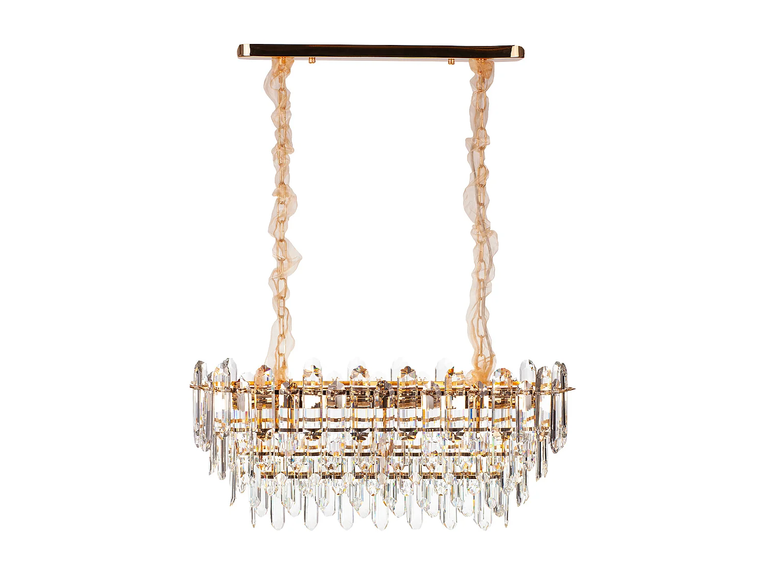 Moderne kristallen hanglamp voor woonkamer goudkleurig - Ovaal 80 cm - Las Vegas