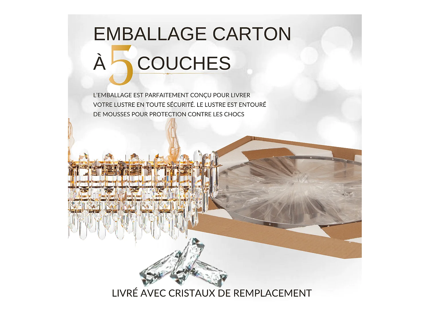 Moderne kristallen hanglamp voor woonkamer goudkleurig - Ovaal 80 cm - Las Vegas