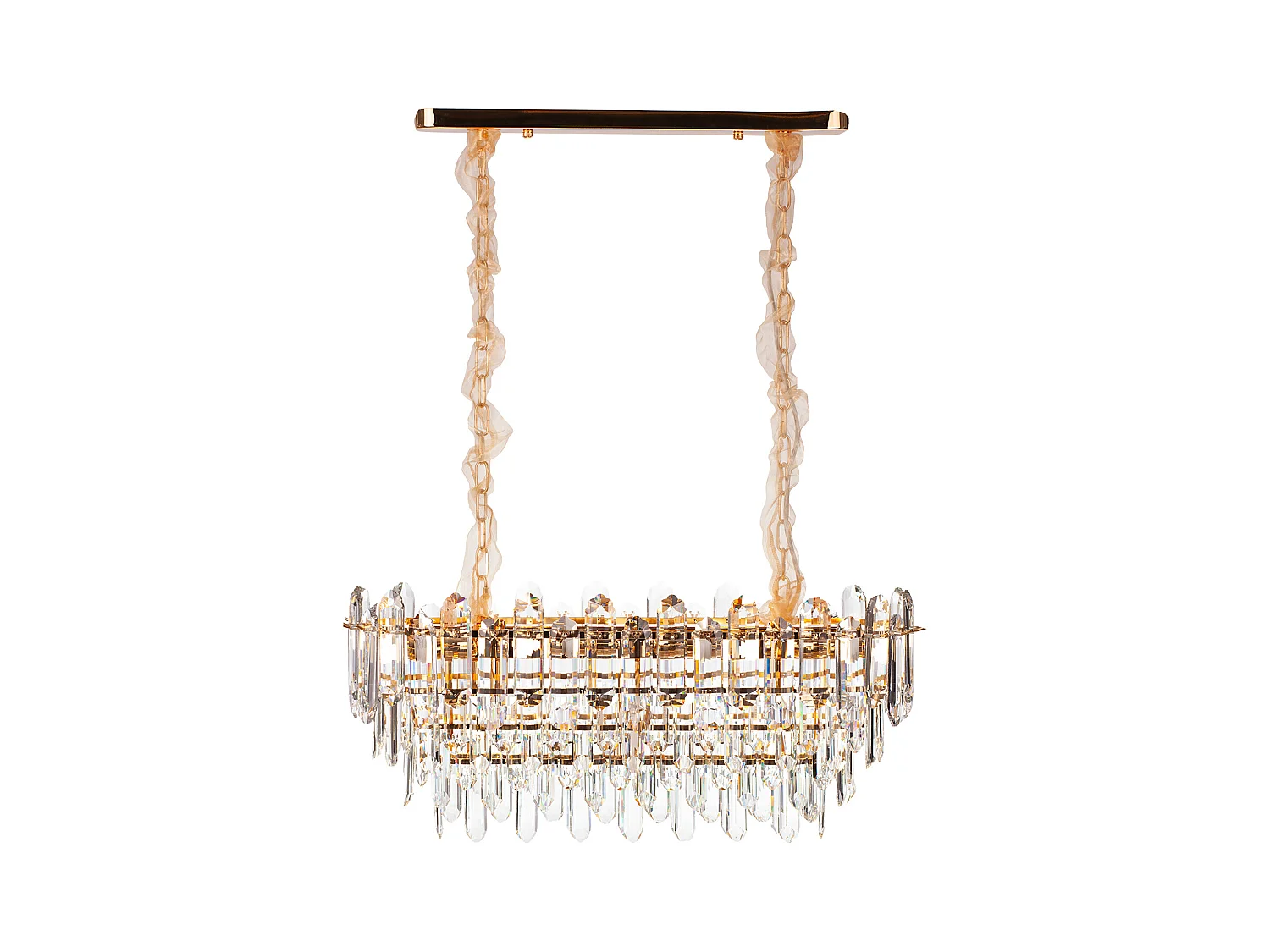 Lustre en cristal moderne pour salon doré - Ovale 80 cm - Las Vegas