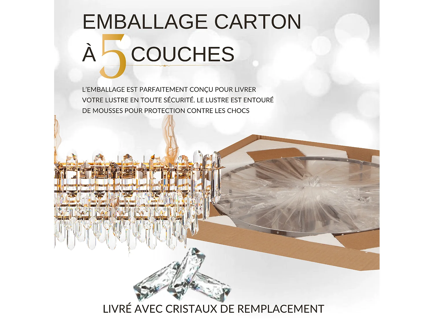 Moderne kristallen hanglamp voor woonkamer goudkleurig - Ovaal 80 cm - Las Vegas